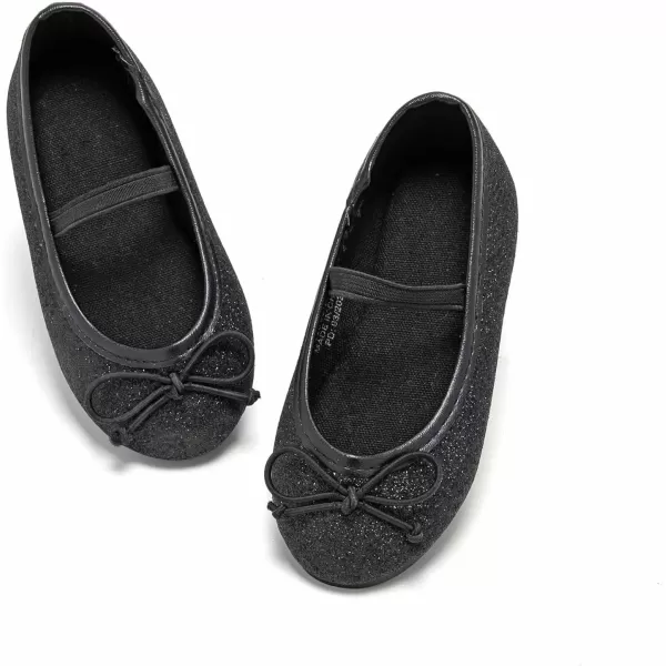 imageFlaryzone ToddlerLittle Girls Ballerina Flat Mary Jane Princess Dress Shoes  Wedding School PartyBlackfh23