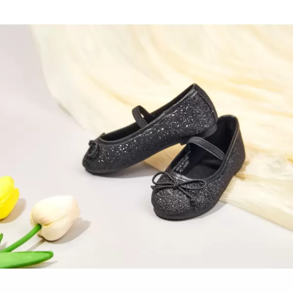 imageFlaryzone ToddlerLittle Girls Ballerina Flat Mary Jane Princess Dress Shoes  Wedding School PartyBlackfh23