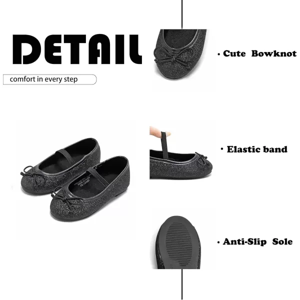 imageFlaryzone ToddlerLittle Girls Ballerina Flat Mary Jane Princess Dress Shoes  Wedding School PartyBlackfh23