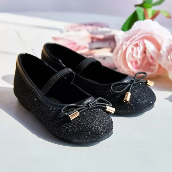 imageFlaryzone ToddlerLittle Girls Ballerina Flat Mary Jane Princess Dress Shoes  Wedding School PartyBlackflr8816