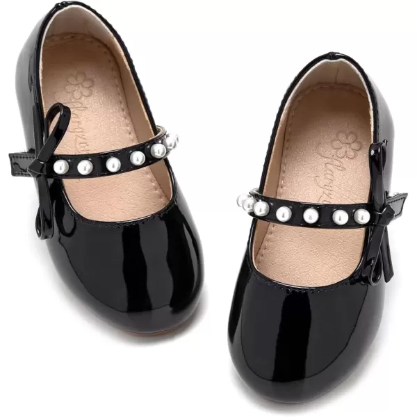 imageFlaryzone ToddlerLittle Girls Ballerina Flat Mary Jane Princess Dress Shoes  Wedding School PartyBlackfm11