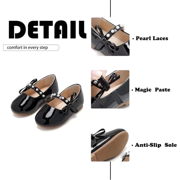 imageFlaryzone ToddlerLittle Girls Ballerina Flat Mary Jane Princess Dress Shoes  Wedding School PartyBlackfm11