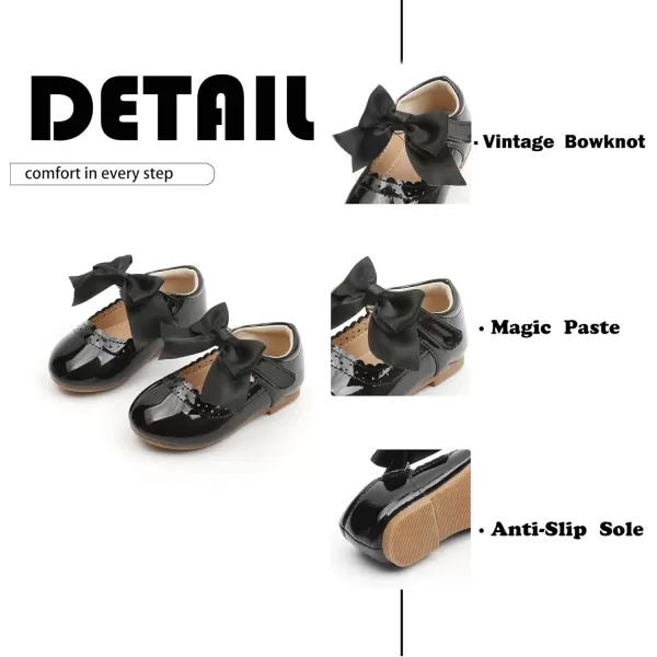 imageFlaryzone ToddlerLittle Girls Ballerina Flat Mary Jane Princess Dress Shoes  Wedding School PartyBlackfm13