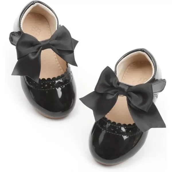 imageFlaryzone ToddlerLittle Girls Ballerina Flat Mary Jane Princess Dress Shoes  Wedding School PartyBlackfm13