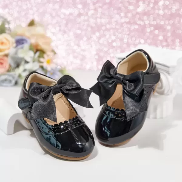 imageFlaryzone ToddlerLittle Girls Ballerina Flat Mary Jane Princess Dress Shoes  Wedding School PartyBlackfm13