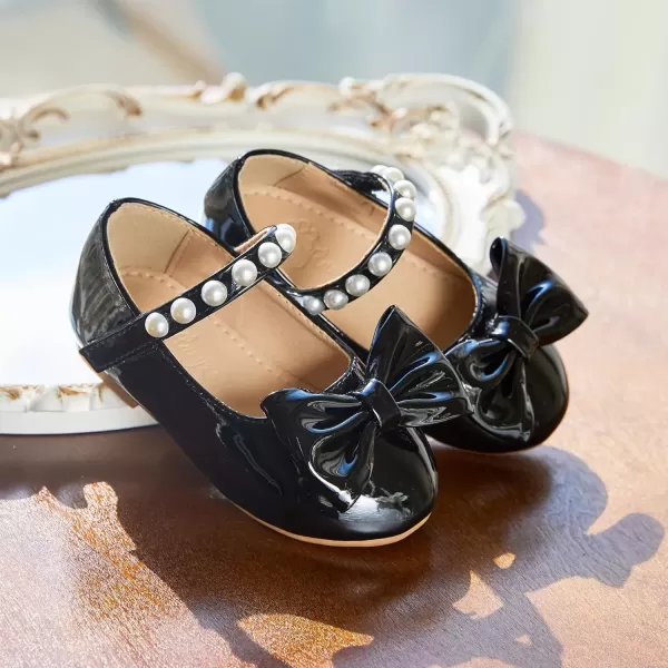 imageFlaryzone ToddlerLittle Girls Ballerina Flat Mary Jane Princess Dress Shoes  Wedding School PartyBlackfm17