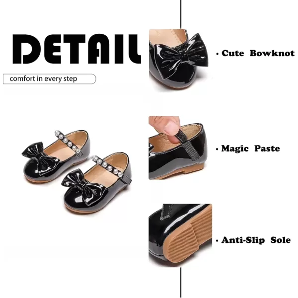 imageFlaryzone ToddlerLittle Girls Ballerina Flat Mary Jane Princess Dress Shoes  Wedding School PartyBlackfm17