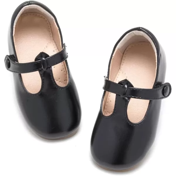 imageFlaryzone ToddlerLittle Girls Ballerina Flat Mary Jane Princess Dress Shoes  Wedding School PartyBlackfr387