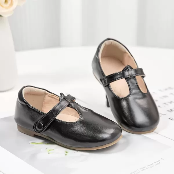 imageFlaryzone ToddlerLittle Girls Ballerina Flat Mary Jane Princess Dress Shoes  Wedding School PartyBlackfr387