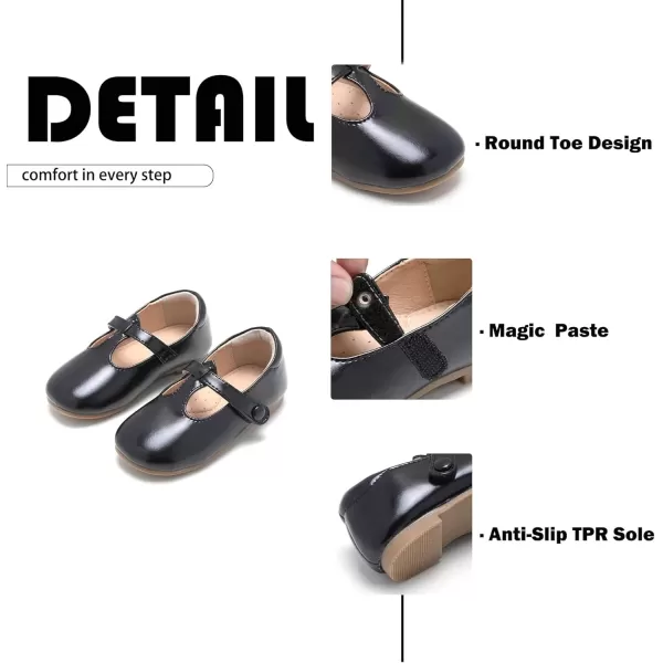 imageFlaryzone ToddlerLittle Girls Ballerina Flat Mary Jane Princess Dress Shoes  Wedding School PartyBlackfr387