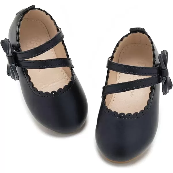 imageFlaryzone ToddlerLittle Girls Ballerina Flat Mary Jane Princess Dress Shoes  Wedding School PartyBlackfr62