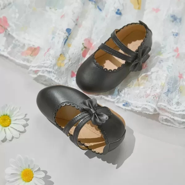 imageFlaryzone ToddlerLittle Girls Ballerina Flat Mary Jane Princess Dress Shoes  Wedding School PartyBlackfr62