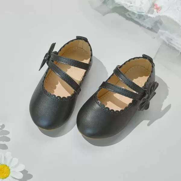 imageFlaryzone ToddlerLittle Girls Ballerina Flat Mary Jane Princess Dress Shoes  Wedding School PartyBlackfr62