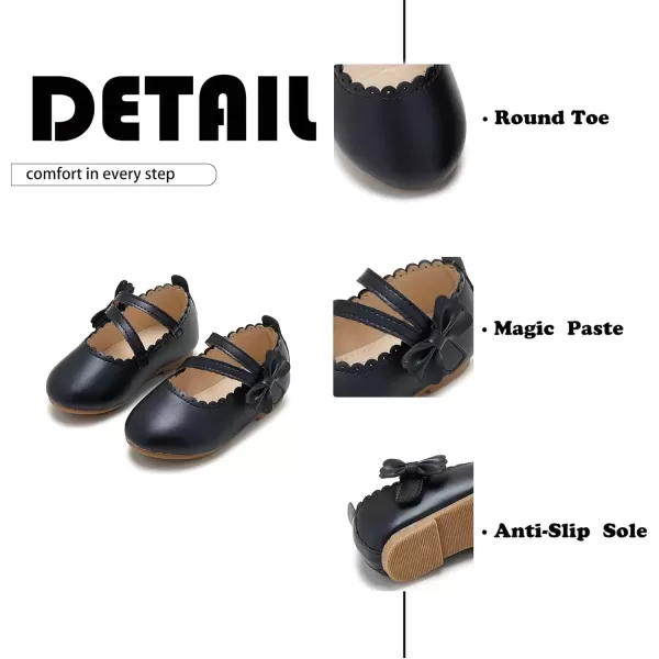imageFlaryzone ToddlerLittle Girls Ballerina Flat Mary Jane Princess Dress Shoes  Wedding School PartyBlackfr62
