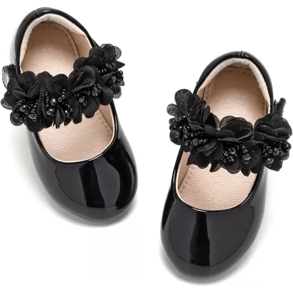 imageFlaryzone ToddlerLittle Girls Ballerina Flat Mary Jane Princess Dress Shoes  Wedding School PartyBlackfr65