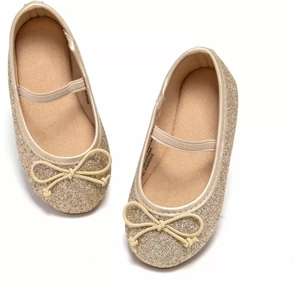 imageFlaryzone ToddlerLittle Girls Ballerina Flat Mary Jane Princess Dress Shoes  Wedding School PartyGoldfh23