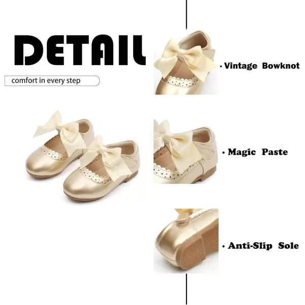 imageFlaryzone ToddlerLittle Girls Ballerina Flat Mary Jane Princess Dress Shoes  Wedding School PartyGoldfm13