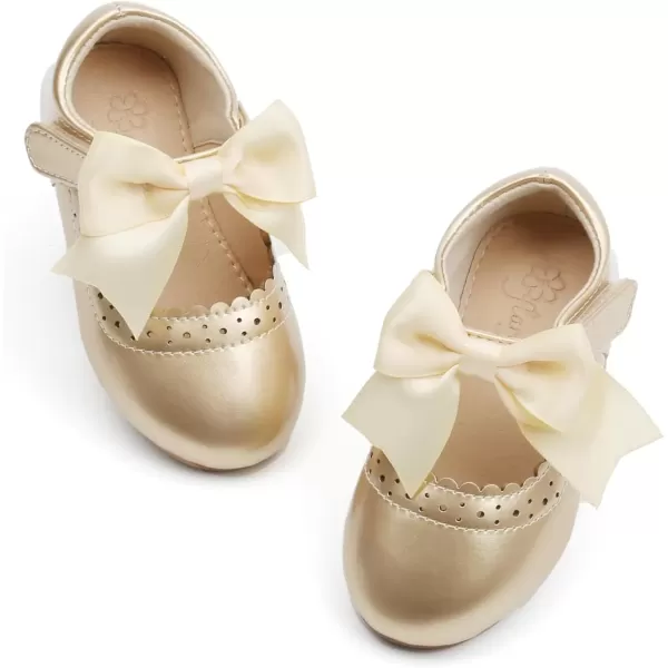 imageFlaryzone ToddlerLittle Girls Ballerina Flat Mary Jane Princess Dress Shoes  Wedding School PartyGoldfm13