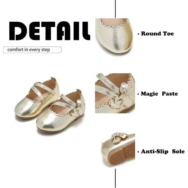 imageFlaryzone ToddlerLittle Girls Ballerina Flat Mary Jane Princess Dress Shoes  Wedding School PartyGoldfr62