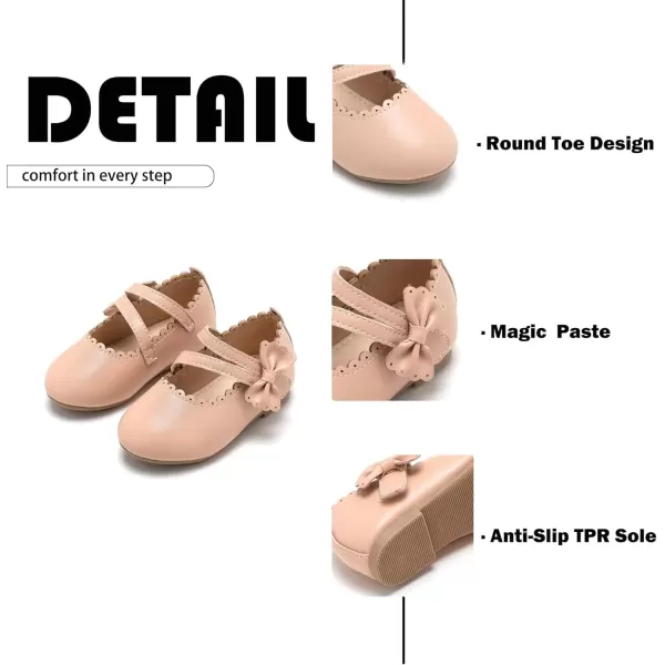 imageFlaryzone ToddlerLittle Girls Ballerina Flat Mary Jane Princess Dress Shoes  Wedding School PartyNudefr62