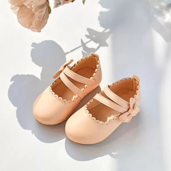 imageFlaryzone ToddlerLittle Girls Ballerina Flat Mary Jane Princess Dress Shoes  Wedding School PartyNudefr62