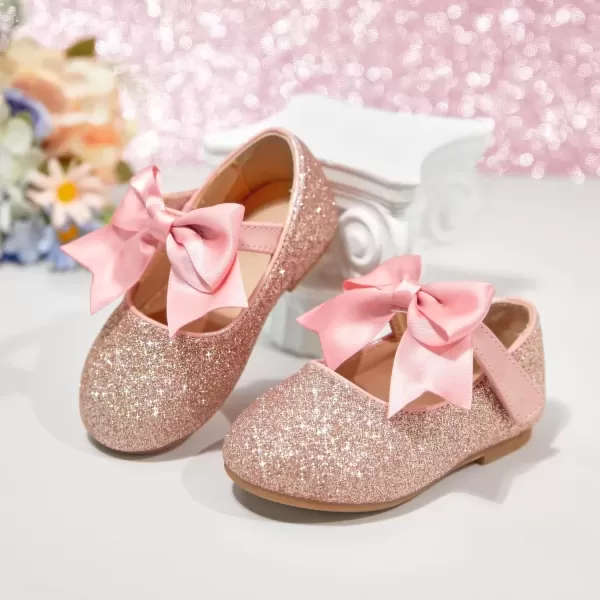 imageFlaryzone ToddlerLittle Girls Ballerina Flat Mary Jane Princess Dress Shoes  Wedding School PartyPinkfm12