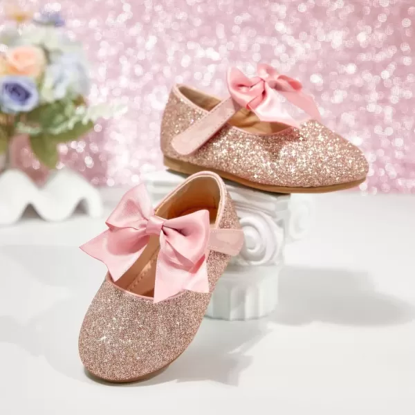 imageFlaryzone ToddlerLittle Girls Ballerina Flat Mary Jane Princess Dress Shoes  Wedding School PartyPinkfm12