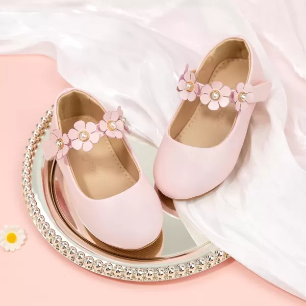 imageFlaryzone ToddlerLittle Girls Ballerina Flat Mary Jane Princess Dress Shoes  Wedding School PartyPinkfm15