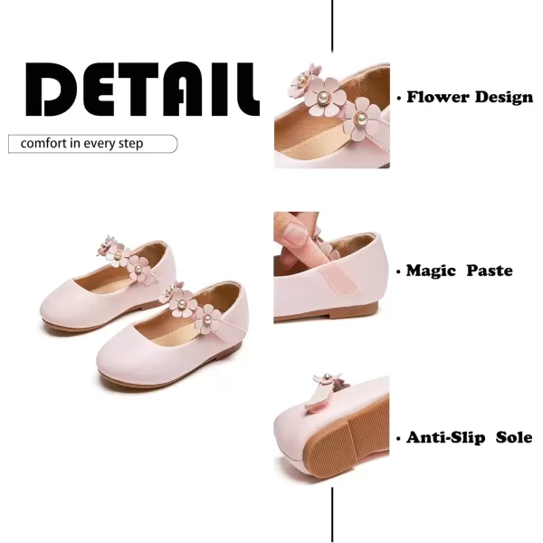 imageFlaryzone ToddlerLittle Girls Ballerina Flat Mary Jane Princess Dress Shoes  Wedding School PartyPinkfm15