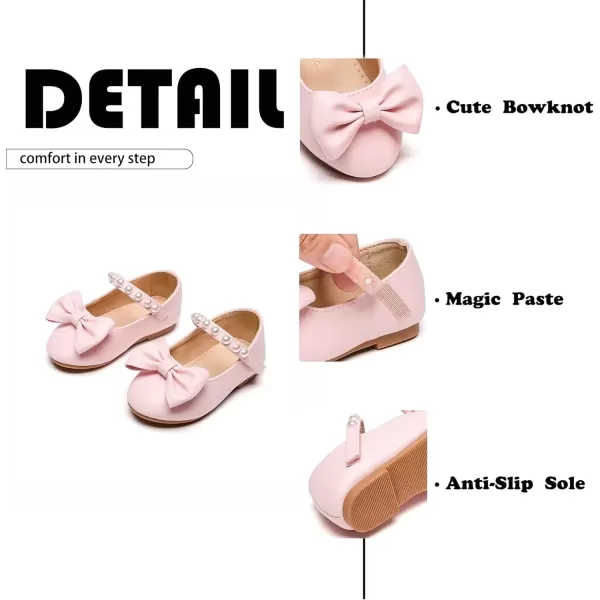 imageFlaryzone ToddlerLittle Girls Ballerina Flat Mary Jane Princess Dress Shoes  Wedding School PartyPinkfm18