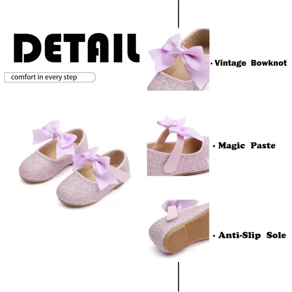 imageFlaryzone ToddlerLittle Girls Ballerina Flat Mary Jane Princess Dress Shoes  Wedding School PartyPurplefm12