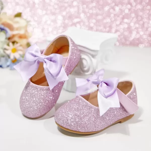 imageFlaryzone ToddlerLittle Girls Ballerina Flat Mary Jane Princess Dress Shoes  Wedding School PartyPurplefm12