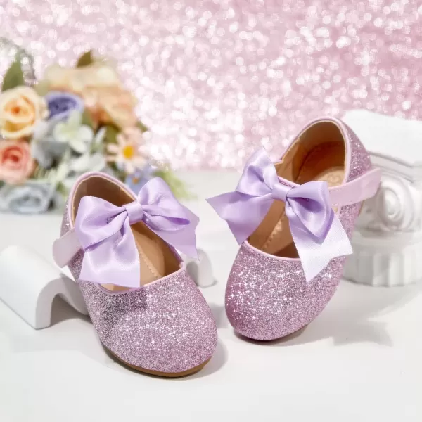 imageFlaryzone ToddlerLittle Girls Ballerina Flat Mary Jane Princess Dress Shoes  Wedding School PartyPurplefm12