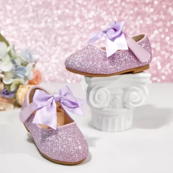 imageFlaryzone ToddlerLittle Girls Ballerina Flat Mary Jane Princess Dress Shoes  Wedding School PartyPurplefm12