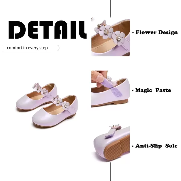 imageFlaryzone ToddlerLittle Girls Ballerina Flat Mary Jane Princess Dress Shoes  Wedding School PartyPurplefm15