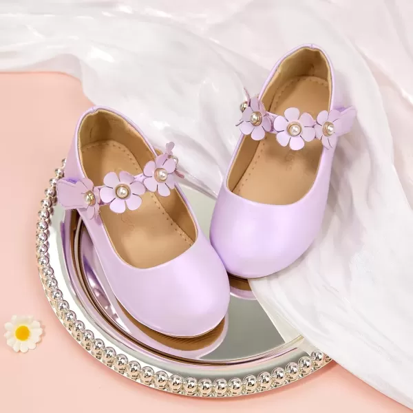 imageFlaryzone ToddlerLittle Girls Ballerina Flat Mary Jane Princess Dress Shoes  Wedding School PartyPurplefm15