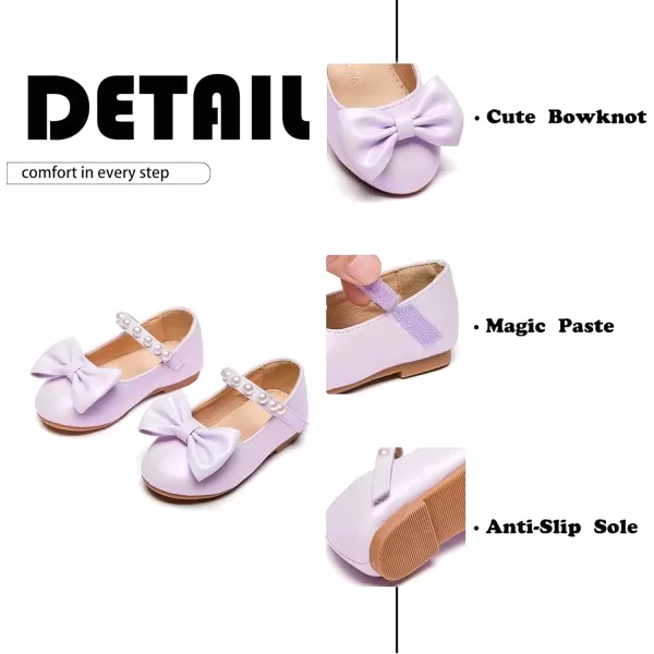 imageFlaryzone ToddlerLittle Girls Ballerina Flat Mary Jane Princess Dress Shoes  Wedding School PartyPurplefm18