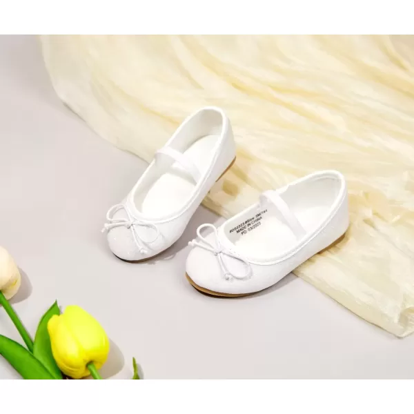 imageFlaryzone ToddlerLittle Girls Ballerina Flat Mary Jane Princess Dress Shoes  Wedding School PartyWhitefh23