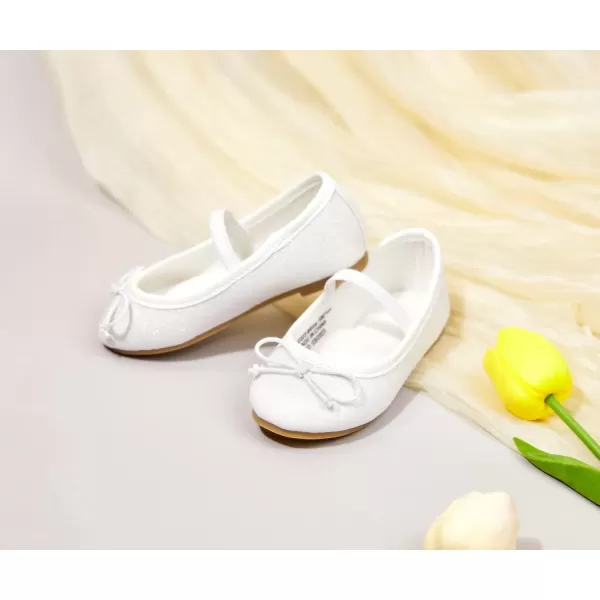 imageFlaryzone ToddlerLittle Girls Ballerina Flat Mary Jane Princess Dress Shoes  Wedding School PartyWhitefh23
