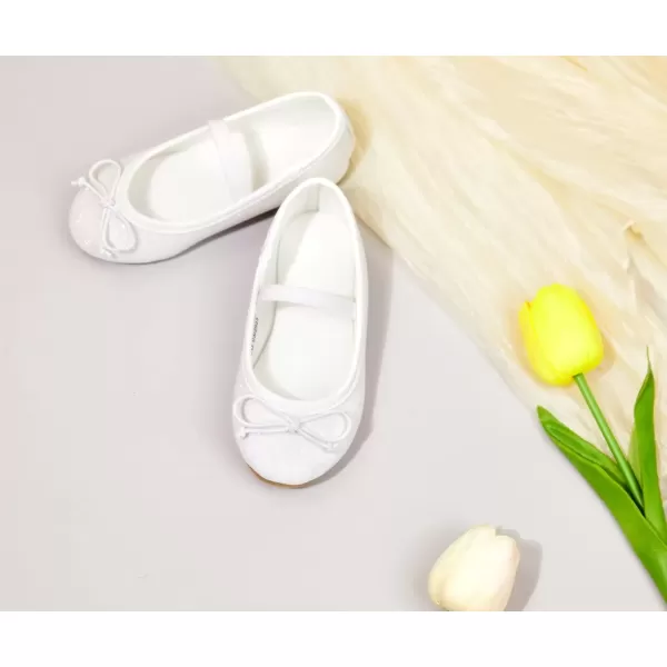 imageFlaryzone ToddlerLittle Girls Ballerina Flat Mary Jane Princess Dress Shoes  Wedding School PartyWhitefh23