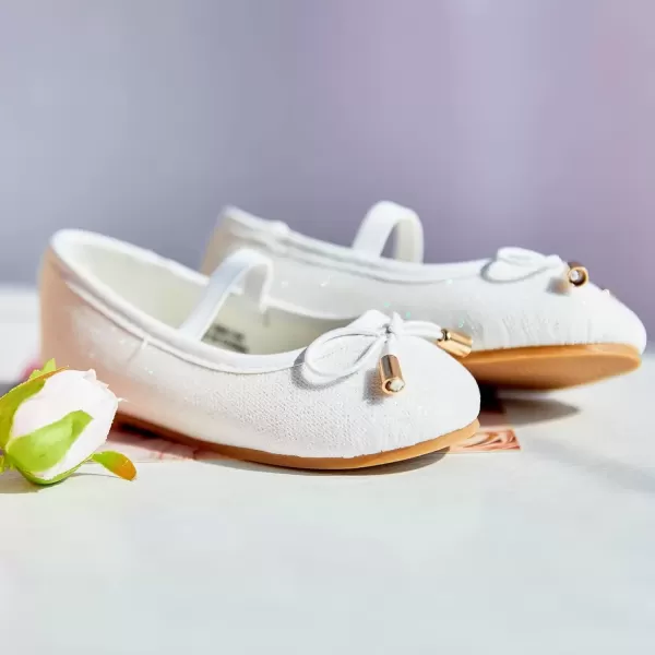 imageFlaryzone ToddlerLittle Girls Ballerina Flat Mary Jane Princess Dress Shoes  Wedding School PartyWhiteflr8816