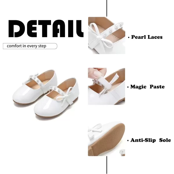 imageFlaryzone ToddlerLittle Girls Ballerina Flat Mary Jane Princess Dress Shoes  Wedding School PartyWhitefm11