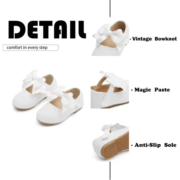 imageFlaryzone ToddlerLittle Girls Ballerina Flat Mary Jane Princess Dress Shoes  Wedding School PartyWhitefm12