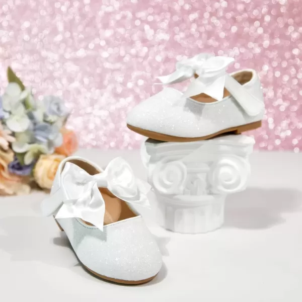 imageFlaryzone ToddlerLittle Girls Ballerina Flat Mary Jane Princess Dress Shoes  Wedding School PartyWhitefm12