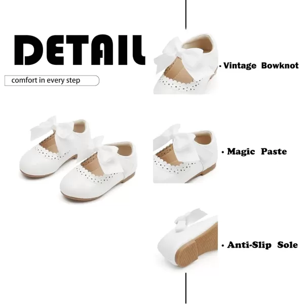 imageFlaryzone ToddlerLittle Girls Ballerina Flat Mary Jane Princess Dress Shoes  Wedding School PartyWhitefm13