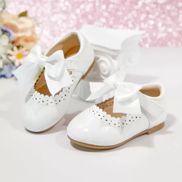 imageFlaryzone ToddlerLittle Girls Ballerina Flat Mary Jane Princess Dress Shoes  Wedding School PartyWhitefm13