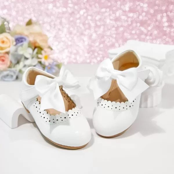 imageFlaryzone ToddlerLittle Girls Ballerina Flat Mary Jane Princess Dress Shoes  Wedding School PartyWhitefm13