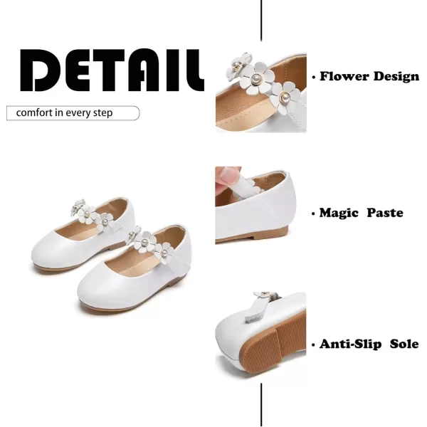 imageFlaryzone ToddlerLittle Girls Ballerina Flat Mary Jane Princess Dress Shoes  Wedding School PartyWhitefm15