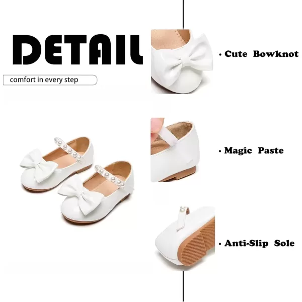 imageFlaryzone ToddlerLittle Girls Ballerina Flat Mary Jane Princess Dress Shoes  Wedding School PartyWhitefm17