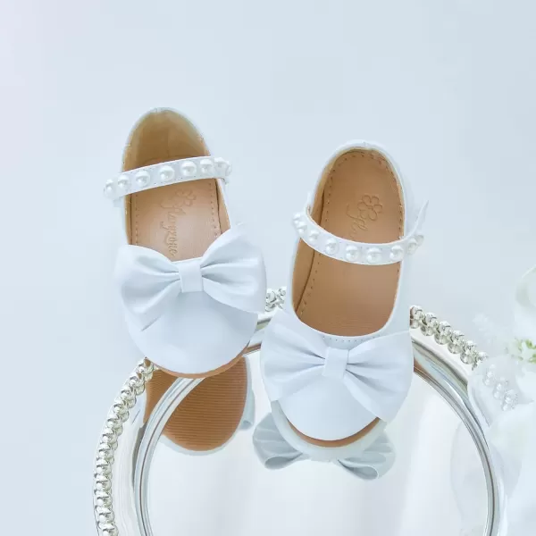 imageFlaryzone ToddlerLittle Girls Ballerina Flat Mary Jane Princess Dress Shoes  Wedding School PartyWhitefm18